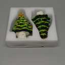 Brightever Ceramic Christmas Tree Night Lights, 2-Pack Plug-in 6" H Vintage Christmas Wall Decor with Multicolor LED Bulbs, 360 Swivel Plug, On/Off Switch, Xmas Tree Nightlight for Bathroom, Bedroom (Green)