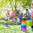 Doseno Upgraded Foldable Stool Thickened, Portable Collapsible Stool Retractable Stool for Fishing, Hiking Tours, BBQ, Parties, Outdoor Activities (Rainbow), 9.7 inches x 17.5 inches