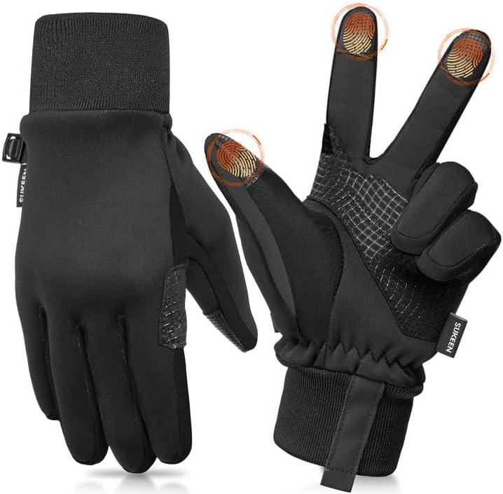 Sukeen Kids Winter Gloves, Soft Warm Touchscreen Anti-Slip Gloves for Kids Boys Girls Cycling Running Sports Outdoor (Medium, Black)