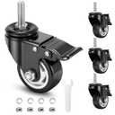 3 Inch Caster Wheels, Casters Set of 4,1/2"-13 x 1 (Screw Diameter 1/2", Screw Length 1.5") Threaded Stem Casters, Heavy Duty Industrial Castors, Locking Caster for Furniture and Workbench