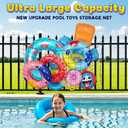 Nigelia 71" * 47" Pool Float Toy Storage Net, Extra Large Hanging Elastic Mesh Pool Float Holder with 20 Hooks, for Floats, Balls, Water Inflatable Toys Rafts & Raft Accessorie Pool Noodle Storage