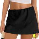 Gozoloma Womens Cotton Linen Skorts Casual Cute A-Line Mini Skirts with Ruffle Inner Waistband Small