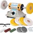 Jewelry Polisher Versatile Polishers & Buffers for Bench Grinder - Ideal for Jewelry Polishing and Finishing Jobs,With 6 Cloth Wheels, 2 Abrasive Fiber Wheels, Safety Glass, 3 Polish Compound