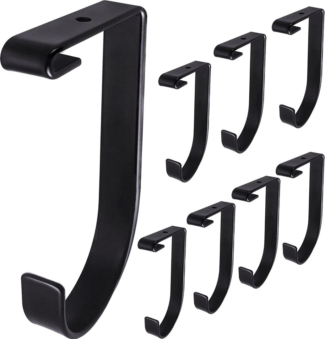 8-Pack Heavy Duty Add-On Flat Hook Accessory for Garage Ceiling Storage Rack and Wall Shelving, Alloy Steel, Black - Suitable for FLEXINOUMTS Racks and Shelves