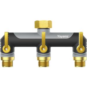 3 Way Garden Hose Splitter,High Flow Outdoor Faucet Splitter,Hose Splitter with Independent Shut Off Valves,Wide Spacing for Hose Timers,Sprinklers,Lawn,Yard and Garden Watering (Gray)
