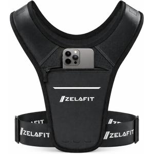 ZelaFit Running Phone Holder Vest for Women & Men Lightweight Running Gear and Everyday Running Essentials Chest Rig Phone Holder for Running (Black) Small-Medium