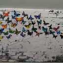 Colorful Graffiti Wall Art Funny Butterfly Paintings Banksy Street Art Mural Pop Art Home Office Wall Decor Framed Canvas Wall Decor for Living Room Ready to Hang - 40x20in