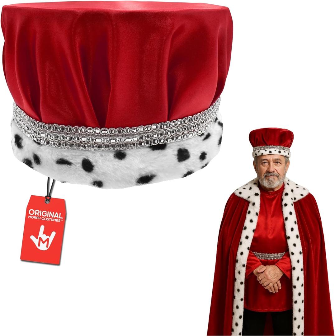 Nicky Bigs Novelties Morph Adult Royal King Queen Crown Pageant Prom Formal Crowns Halloween Costume Medium (Red)