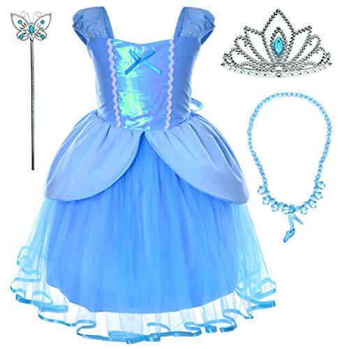 Party Chili Princess Fairy Costume Toddler Girls Birthday Dress Up With Tiara (Fit Heights 32")