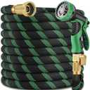 50 ft Garden Hose-No Kink,Heavy Duty,Lightweigh Flexible,Leakproof Water Hose with Sprayer Nozzle-3/4" Solid Brass Connectors-Rubber Car Hoses