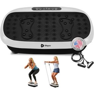 Lifepro HexaPlate Lite Compact Vibration Plate with Magnetic Acupoints | 10 Preset Programs, 99 Speed Levels, Resistance Bands — Vibrating Plate for Lymphatic Drainage, Full-Body Workout, Home Gy, 3.7 lbs and 21.7 × 13.4 × 5.9 in 