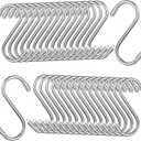 DAJAVE 100 Pack S Hooks for Hanging, 2.5 Inch Heavy Duty S Hook with Plastic Caps, Stainless Steel Small S Hanging Hangers Hooks for Kitchen Pans, Pots, Cups, Clothes, Bags