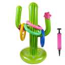 Inflatable Cactus Ring Toss Game Set Target Toss Floating Swimming Ring Toss Includes Cactus,4 Rings for Fiesta Party Accessories Hawaiian Pool Beach Party Decoration Supplies 2 pack