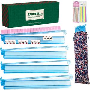 18.7inch Mahjong Racks with Pushers and Bag Set of 4 All-in-One Tile Rack, Standard
