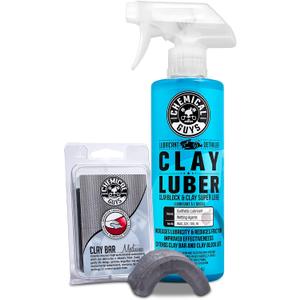 Chemical Guys Clay Bar Kit, Medium Duty with Luber Synthetic Lubricant Removes Embedded Dirt, Restores Smooth Paint, Preps for Wax and Sealant - Safe for Cars, Trucks, SUVs, 16 oz, 2 Items