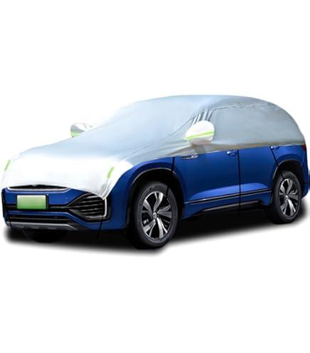 Half Car Cover Silver Car Windshield Sunroof Sunshade Snow Cover Universal Fits Length 