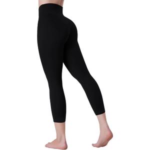 Sunzel Sustainable Butt Lifting Capri Leggings for Women High Waist No Front Seam Tummy Control Booty Workout Yoga Pants (Black, L)