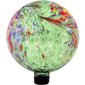 Sunnydaze 10-Inch Gazing Ball for Garden - Glass Gazing Globe for Outside - Garden Orb Yard Decor - Green Artistic