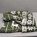 Super Soft Christmas Throw Blanket for Couch Bed, Fuzzy Fluffy Fleece Cozy Like Chenille, Cute Tree Deer Snow Pattern, Thick and Warm for Winter, Green and White, 
Twin 60x80 inch