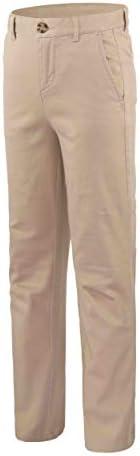 Bienzoe Boy's Cotton Stretchy Adjustable Waist School Uniforms Pants Khaki 16