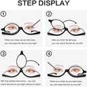 LJCZKA Magnifying Cosmetic Makeup Reading Glasses Readers Flip Lens Rotating Eyeglasses for Women, +4.00