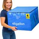 4 Pcs 45 Gallons Large Moving Bags with Zipper and Handles Foldable Storage Duffle Bags Heavy Duty Extra Large Totes for College Dorm Travel Clothes Blankets Bedding Moving