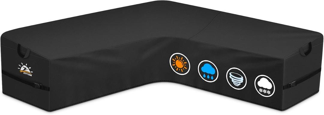 Zettum Outdoor V-Shaped Sectional Cover - 600D Patio Sectional Sofa Cover, Waterproof & Heavy Duty Patio Furniture Covers for Outdoor Sectional Sofa and Couch, 115x115 Inch Wide
