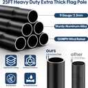 25FT Heavy Duty Flag Pole for Outside House, 11-Gauge Black Thick Design,Aerospace-Grade Aluminum Flagpole Kit, 3x5 Embroidered Nylon Flag, 120MPH Wind Rated Flagpoles, In-Ground