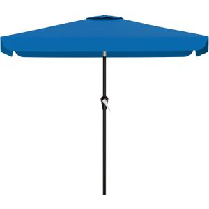 AreShark 6.5 x 10 FT Rectangular Valance Patio Umbrella, Outdoor Umbrella with Tilt and Crank, Market Table Umbrellas W/ 6 Ribs UV Protection for Garden, Deck, Backyard and Pool, Royal Blue