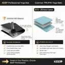 KEEP Rubber Yoga Mat - Professional Sweat Absorbent PU & Natural Rubber. Non Slip Workout Mats for Women & Men, 5mm Thick, 74"x26" Extra Long Wide Pad for Hot Yoga, Pilates, HIIT, Home Gym - Strap Included