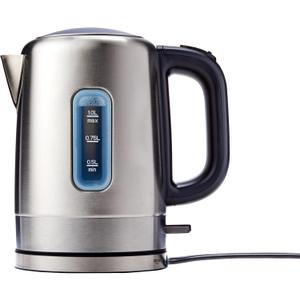 Amazon Basics Electric Stainless Steel Kettle for Tea and Coffee, BPA-Free, Fast Boiling, Auto Shut-Off, 1.1 Quarts, 1500W, Black and Silver