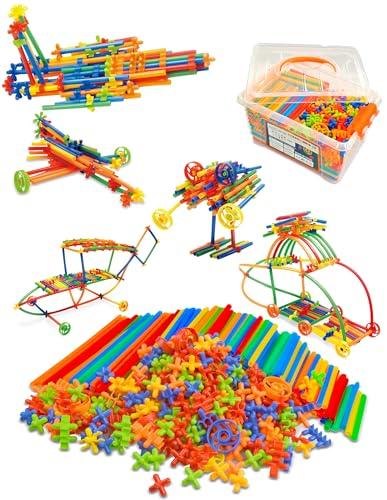 Tcnroy 600PCS STEM Building Toys, Straw Constructor Toys Up Grade Engineering Building Sets for Kids Develops Motor Skills and Logic Thinking, Fun Educational Toy Great for Gift