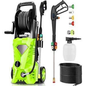 Electric Pressure Washer 5000 PSI 2.8 GPM High Power Washer with 4 Pressure Nozzle and Foam Cannon, powerwashers for Home, Car Washing, Fence Cleaning, Patio, Green