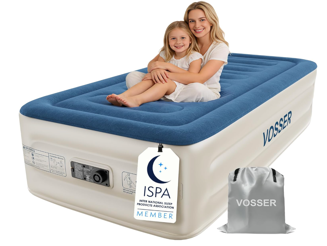 VOSSER Twin Air Mattress with Built in Pump,18'' Raised Blow Up Bed,XL-Long