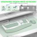 Wireless Keyboard and Mouse Combo,2.4G Full Size Wave Keys Ergonomic Keyboard with Wrist Rest for Natural Typing, 3 DPI Adjustable Ergonomic Mouse for Computer/Laptop/Windows/Mac (Avocado Green-A)