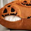 EMEMA Fall Pumpkin Ghost Decorative Throw Pillow Covers 18x18 Inch Set of 2 Soft Plush Faux Wool Couch Pillow Covers 3D Embroidered Halloween Couch Cushion Case for Living Room Home Decor (Orange)