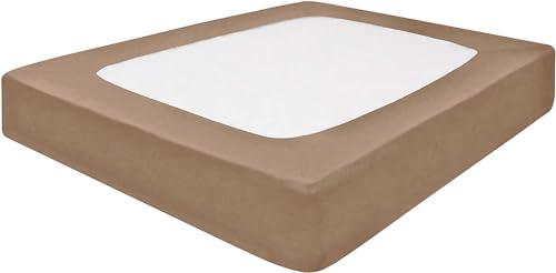 Taupe Box Spring Cover Twin XL Size - 100% Cotton Blend Elastic Wrap Around 4 Sides Fits Twin XL Size Beds, Soft, Washable - Bed Skirt Alternative Bed Frame Cover Taupe