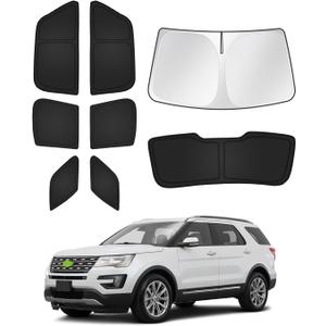 Canvcle Sunshades for Ford Explorer 2011-2019 Accessories Windshield Sun Shade Side Rear Window Shade Cover Sun Visor Shield Privacy Protection Keep Vehicle Cool Black 8PCS