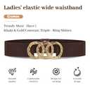 Giomos Elastic Waist Belt for Women Fashion, Wide Stretchy Belt with Ring Buckle for Dresses, Jeans, Casual or Formal Outfits(Coffee,80cm)