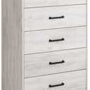 Prepac Rustic Ridge Farmhouse Dresser, Washed White Dresser for Bedroom, Chest of Drawers with 5 Drawers 18.5" D x 27.5" W x 43.5" H, ABDR-1605-1