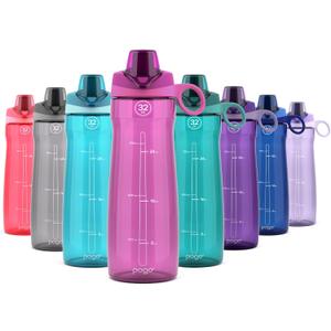 Pogo Plastic Water Bottle with Chug Lid and Carry Handle, Reusable, BPA Free, Dishwasher Safe, Perfect for Travel, School, Outdoors, and Gym | 18oz, 32oz, 40oz, 64oz (Fuchsia)