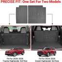 Cargo Mat Fit for 2020-2025 Toyota Highlander&Grand Highlander 3rd Row Backrest Mat TPE Trunk Liner All Weather Seats Back Protector for Highlander/Grand Highlander Accessories(Backrest Liner)