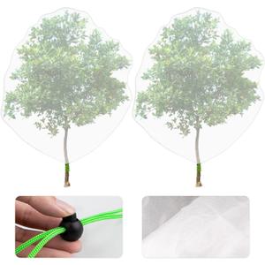 MR FIVE 2 Pcs Extra Large Plant Cover Bags with Drawstring,Bird Netting for Fruit Trees,Reusable Garden Netting Mesh with Drawstring for Protect Fruit Tree Vegetable Flower,6.3 ft x 5.8 ft