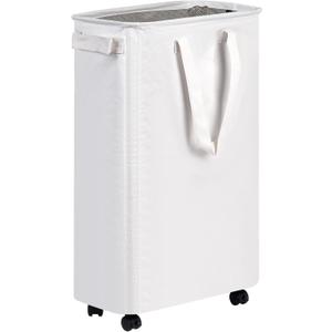 efluky Slim Laundry Hamper with Wheels, Rolling Laundry Basket for Clothes, Small Laundry Basket for Bedroom, Dorm and Laundry Room, 60L (12.7 Gallons) White