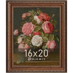 Picrit 16x20 Gold Bronze Poster Frame with 2.75-Inch Wide Ornate Border - Antique Victorian Style for Wall Mount & Gallery Art, 1 Pack.