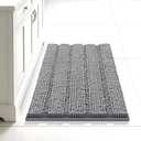 Bcoimo 24"17" Chenille Bath Mat  Non-Slip with Backing Bath Rug Ultra-Absorbent and Machine Washable Bathroom Mat Quick-Dry Design. Ideal for Bathroom and Tub Areas (1'5" x 2' (Rectangular), Grey)