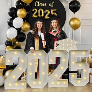 Joymuse 3FT Graduation Decorations 2025, 2025 Graduation Party Decorations 2025 Graduation Numbers with Yellow Light for College Highschool Kindergarten Preschool Graduation Party