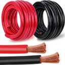 2 Gauge Battery Cable Copper Wire, 20FT Red+20FT Black 2 AWG Welding Cable Standard USA OFC Wire for Automotive, Battery, Solar, Marine and Generator