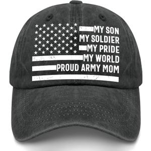 Weiweiwu My Son My Pride My World Proud Army mom Hats for Women Funny Washed Distressed