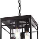 Large Outdoor Pendant Light for Porch, Oil Rubbed Bronze Outdoor Hanging Light Fixture with Clear Glass Shade, Exterior Linear Chandelier Hanging Lantern for Outside Patio,Front Door